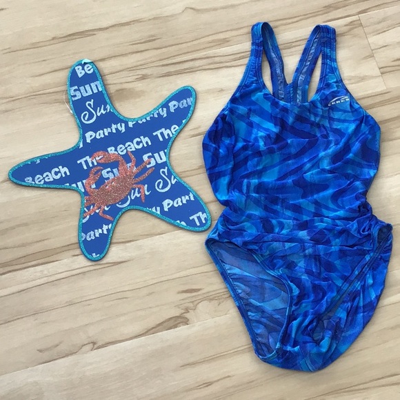 Ceres Blue Racerback Swimsuit - Picture 2 of 11